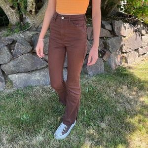 Brown Super High Rise Boot Cut